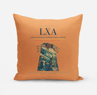 Thumbnail for Lhasa Gonggar International Airport (LXA) design on orange pillow