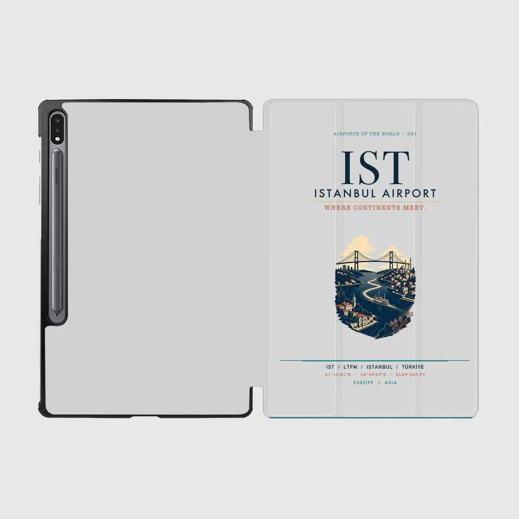 Istanbul Airport (IST) design on light gray samsung tablet tablet case