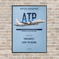 Thumbnail for British Aerospace ATP vertical canvas print - framed - light blue background