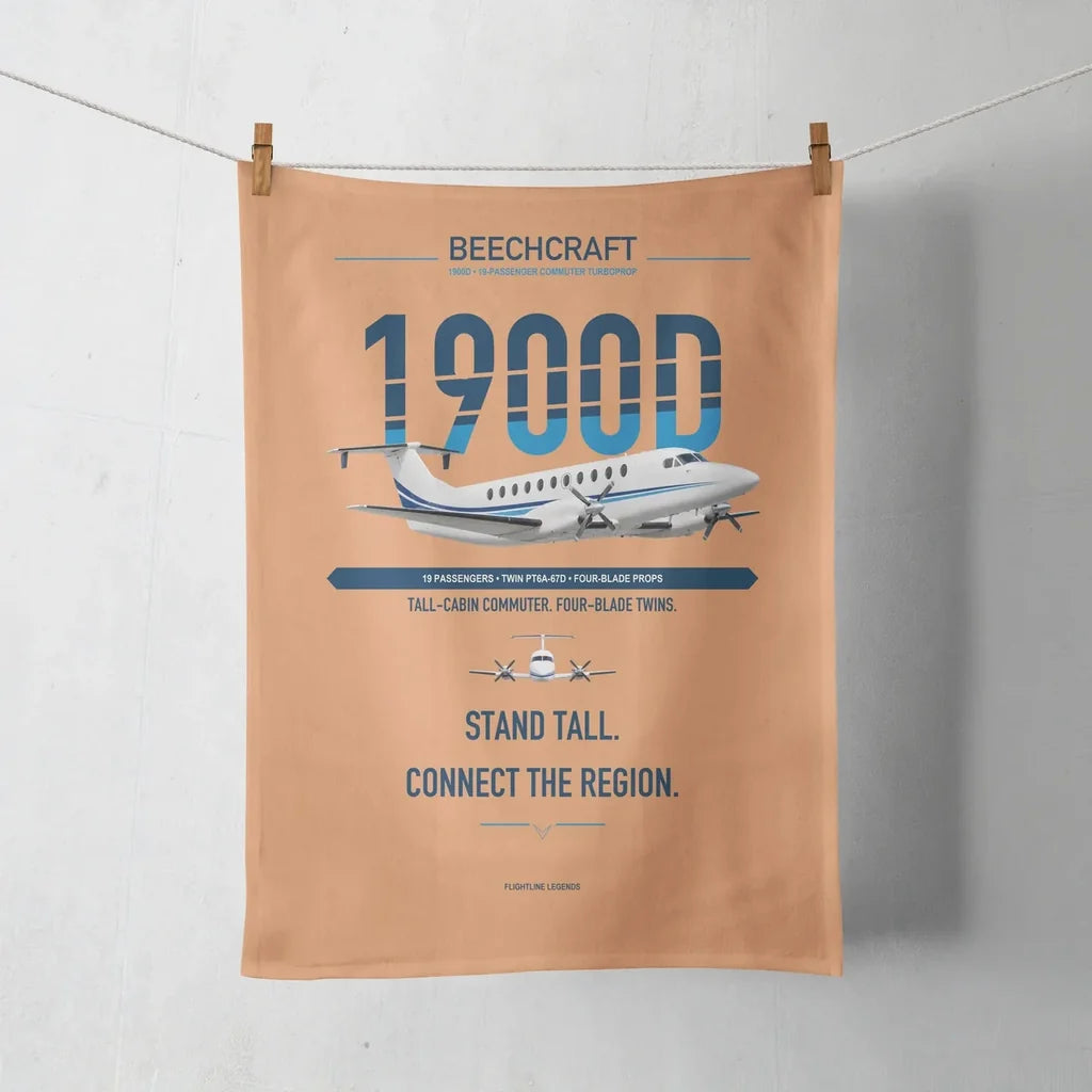 Beechcraft 1900D design on orange towel