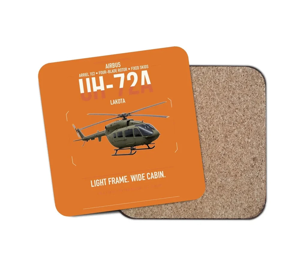 Airbus UH-72A Lakota design on orange 1 piece coaster