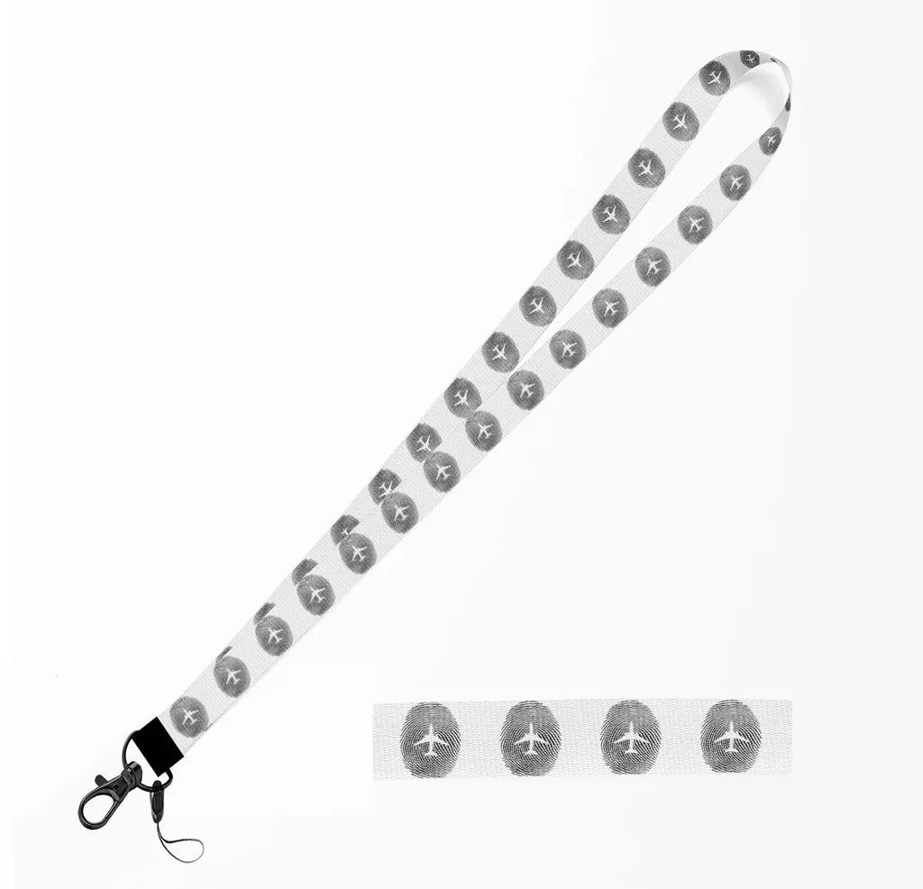 Aviation Finger Print lanyard - white