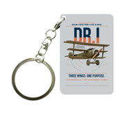 Thumbnail for Fokker Dr.I design on light gray designed key chain, double-side print