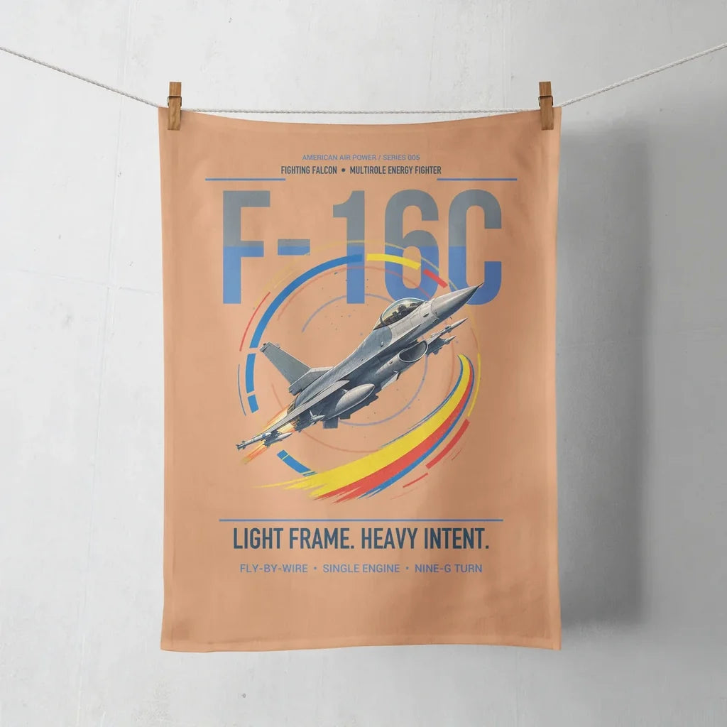 F-16C Fighting Falcon design on orange towel