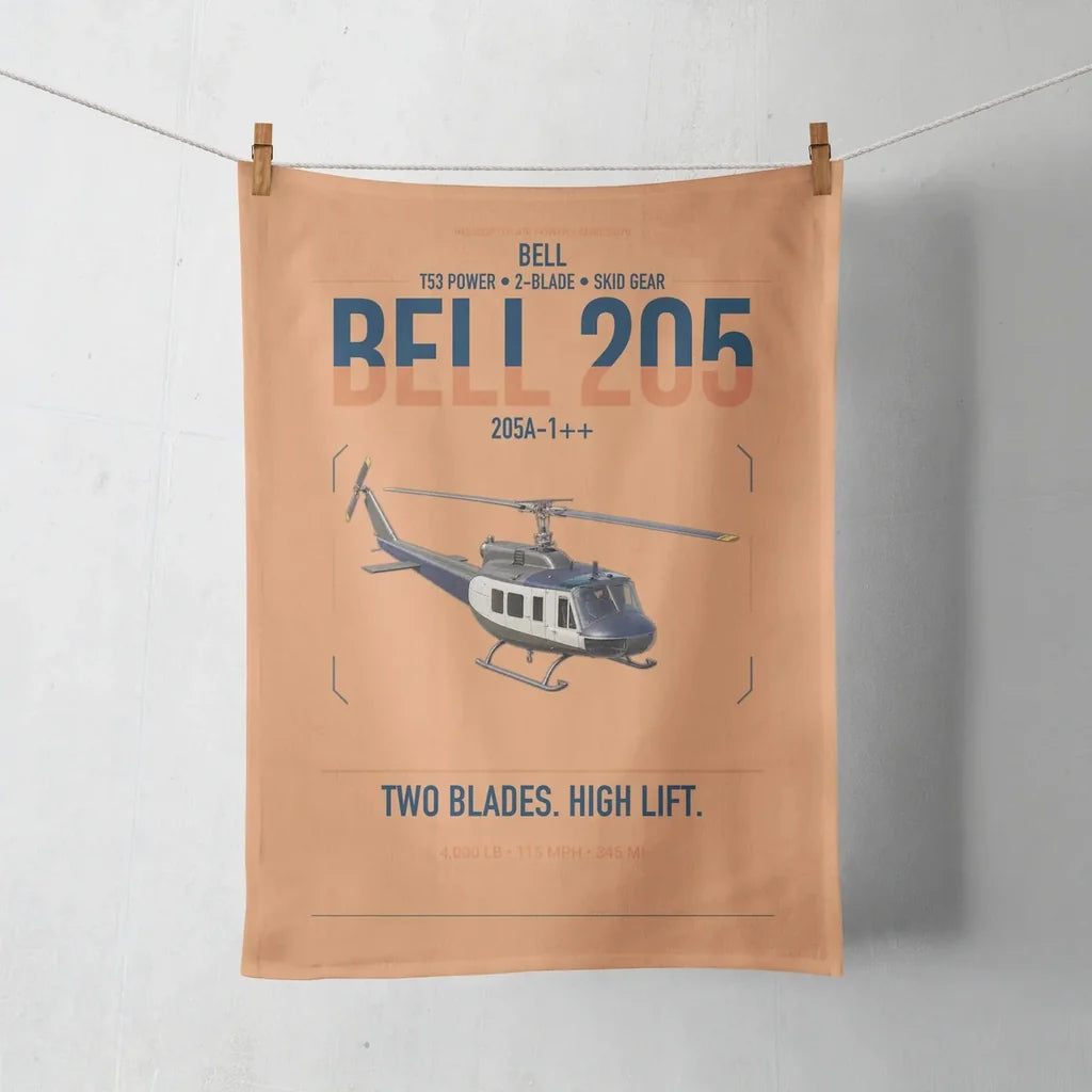 Bell 205A-1++ design on orange towel