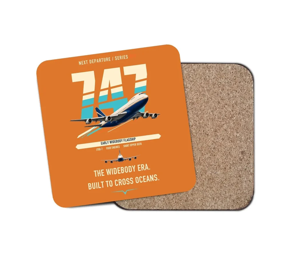 Boeing 747-200B design on orange 1 piece coaster