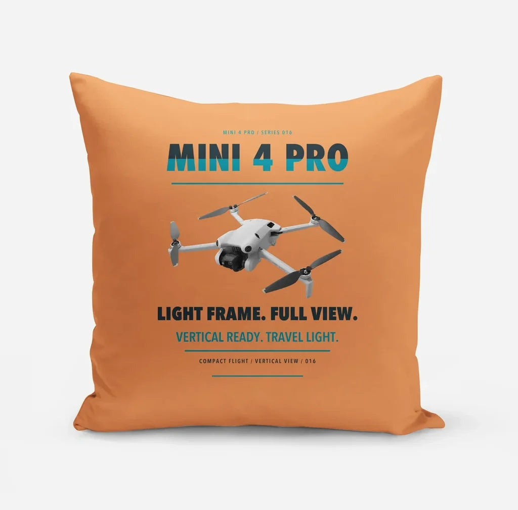 DJI Mini 4 Pro design on orange pillow