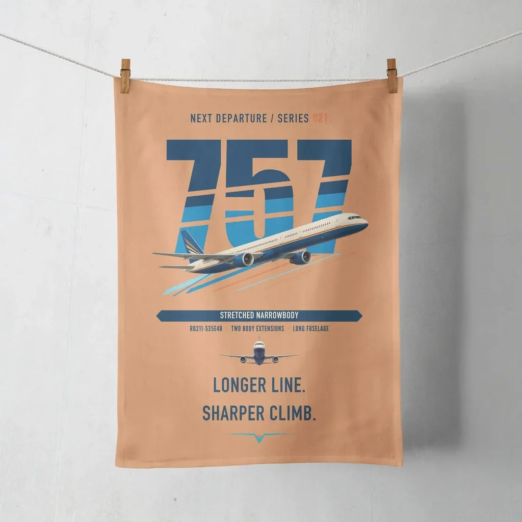 Boeing 757-300 design on orange towel