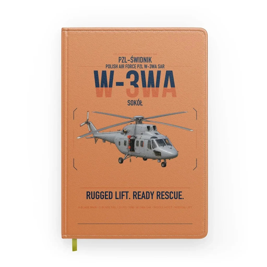 PZL-Świdnik W-3WA Sokół design on orange notebook