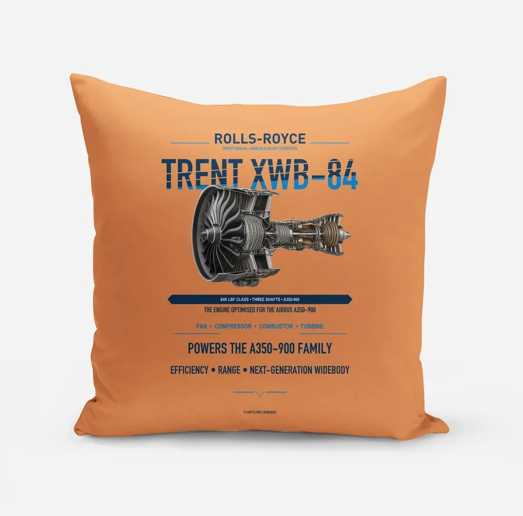 TRENT XWB-84 design on orange pillow