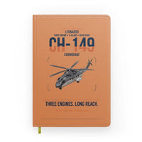 Thumbnail for Leonardo CH-149 Cormorant design on orange notebook
