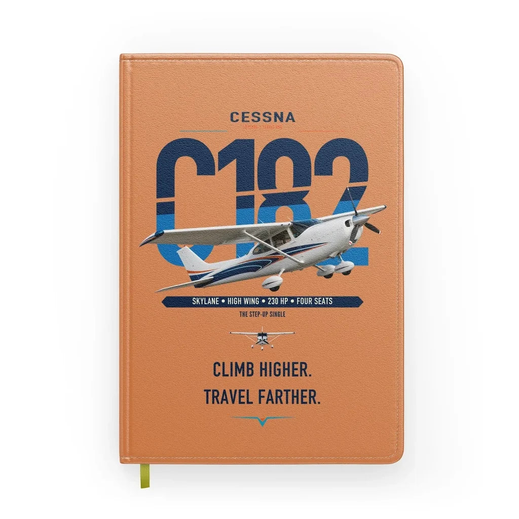 Cessna 182 Skylane design on orange notebook