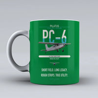 Thumbnail for Pilatus PC-6 Porter design on green ceramic mug, double-side print