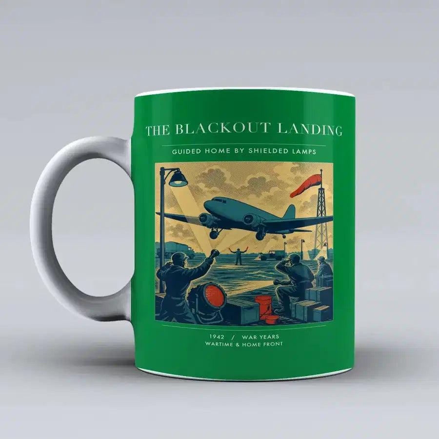 VINTAGE G4501 - The Blackout Landing - Ceramic Mug design on green