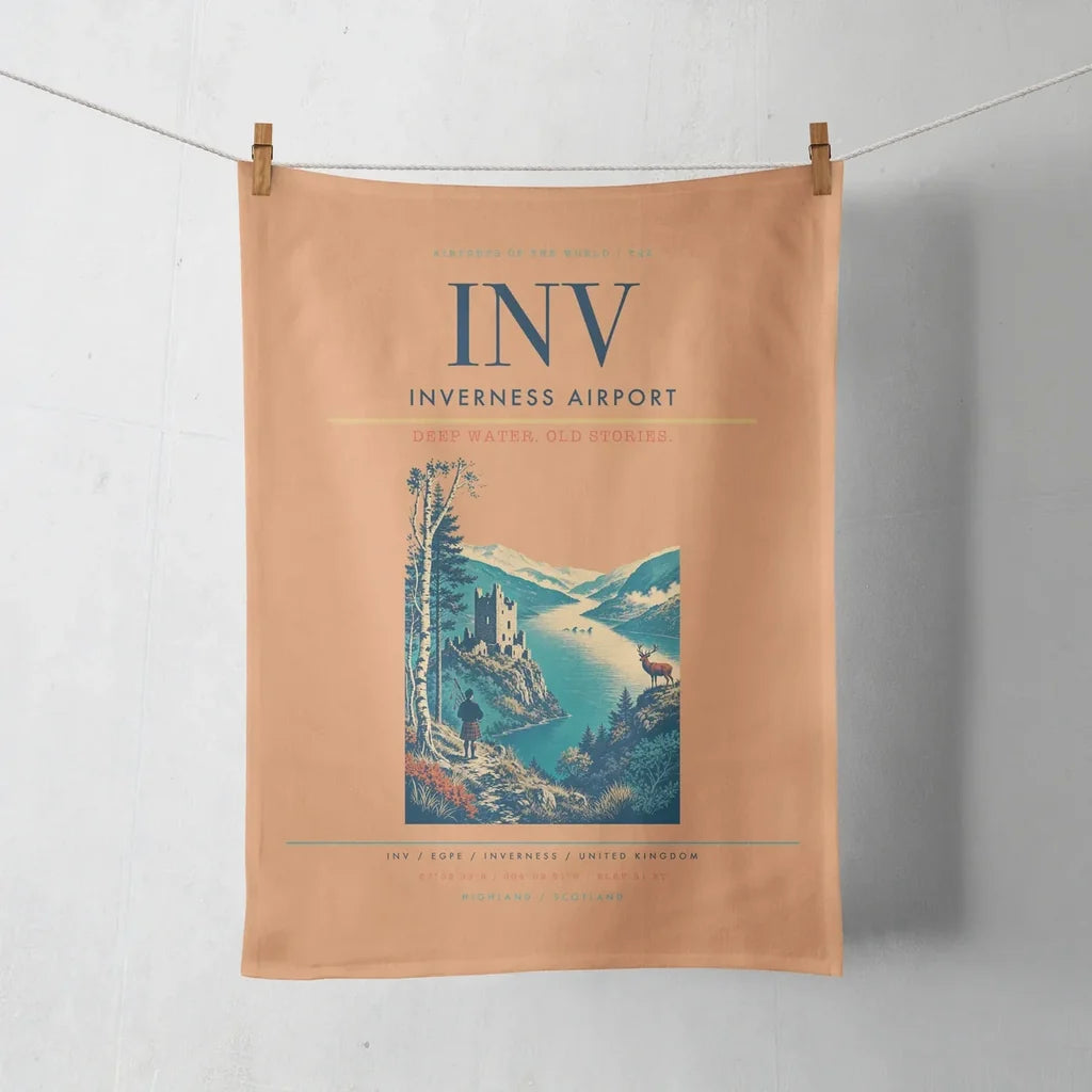Inverness Airport (INV) design on orange towel