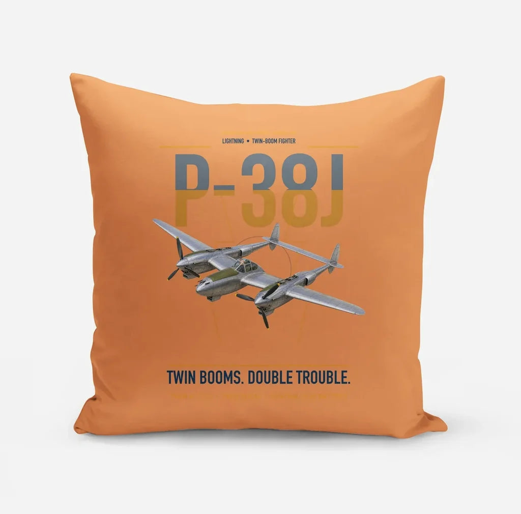 P-38J Lightning design on orange pillow