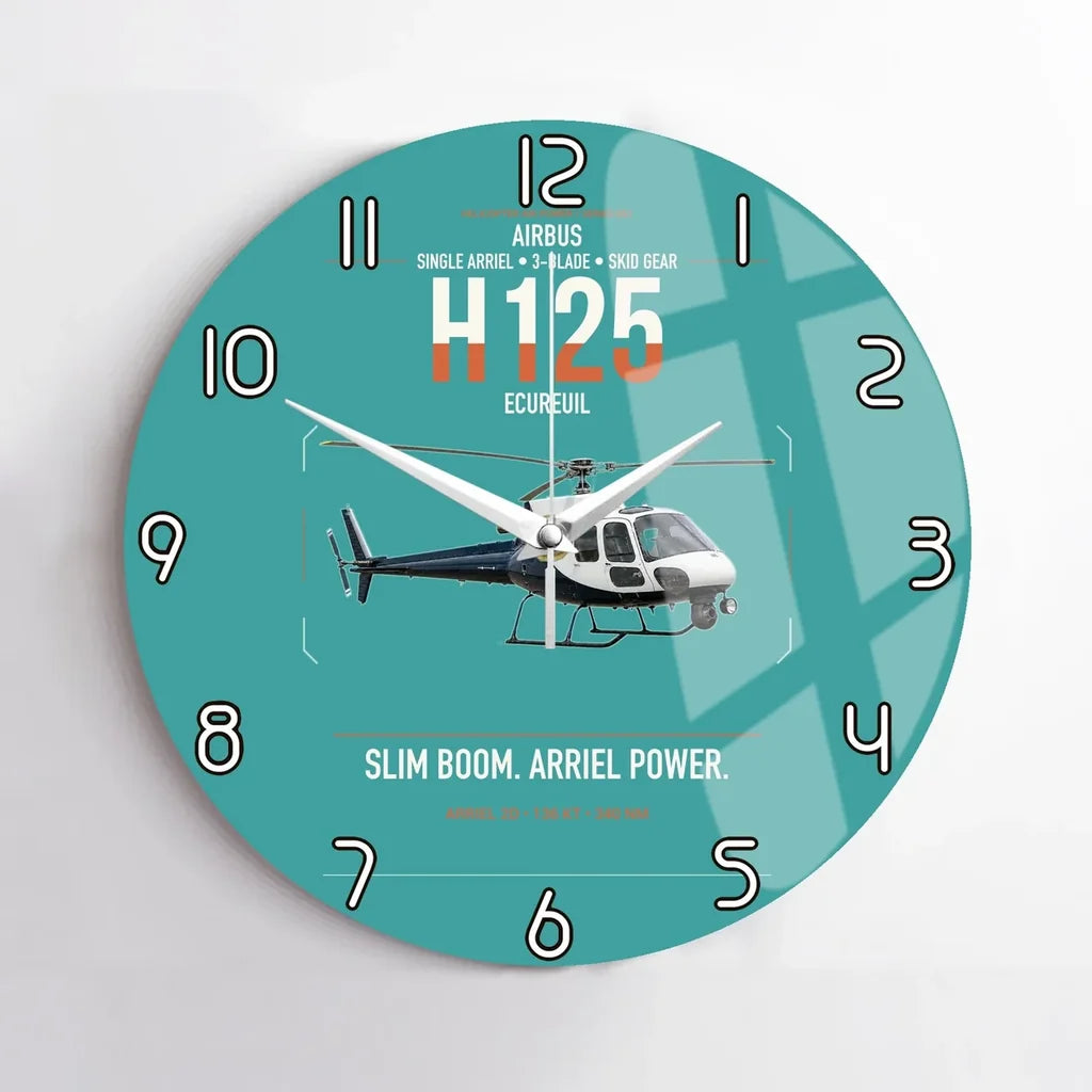 Airbus H125 design on turquoise no frame wall clock