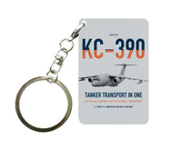 Thumbnail for Embraer KC-390 Millennium design on light gray designed key chain, double-side print