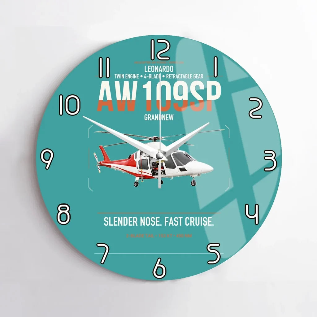Leonardo AW109SP GrandNew design on turquoise no frame wall clock