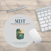 Thumbnail for Harrisburg International Airport (MDT) design on light gray round mouse pad