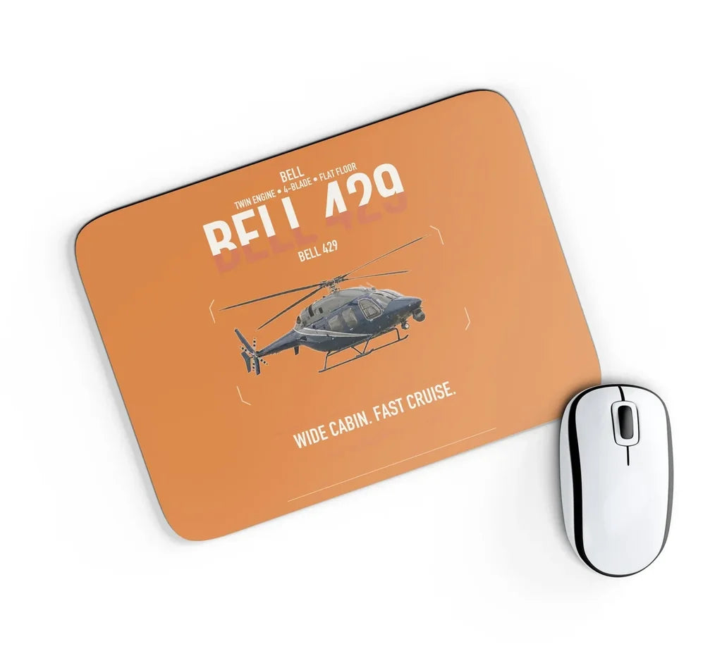 Bell 429 design on orange rectangle mouse pad