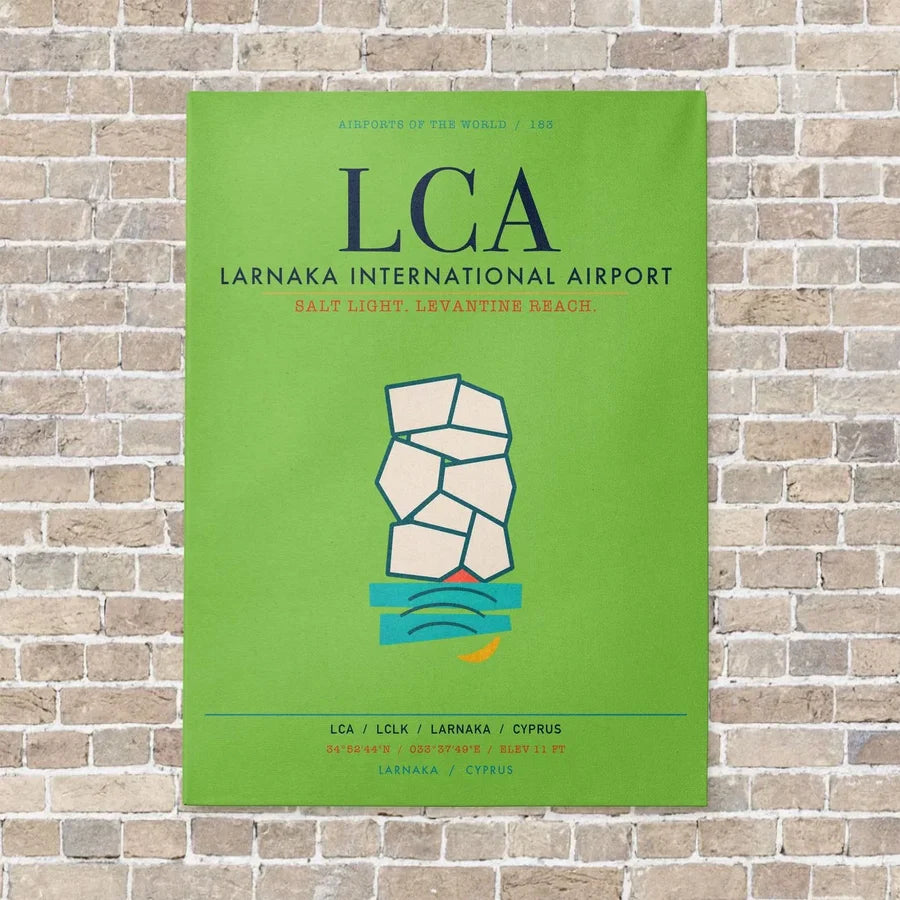 Larnaka International Airport LCA vertical canvas print - no frame - light green background