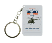 Thumbnail for MD AH-6M Little Bird design on light gray designed key chain, double-side print