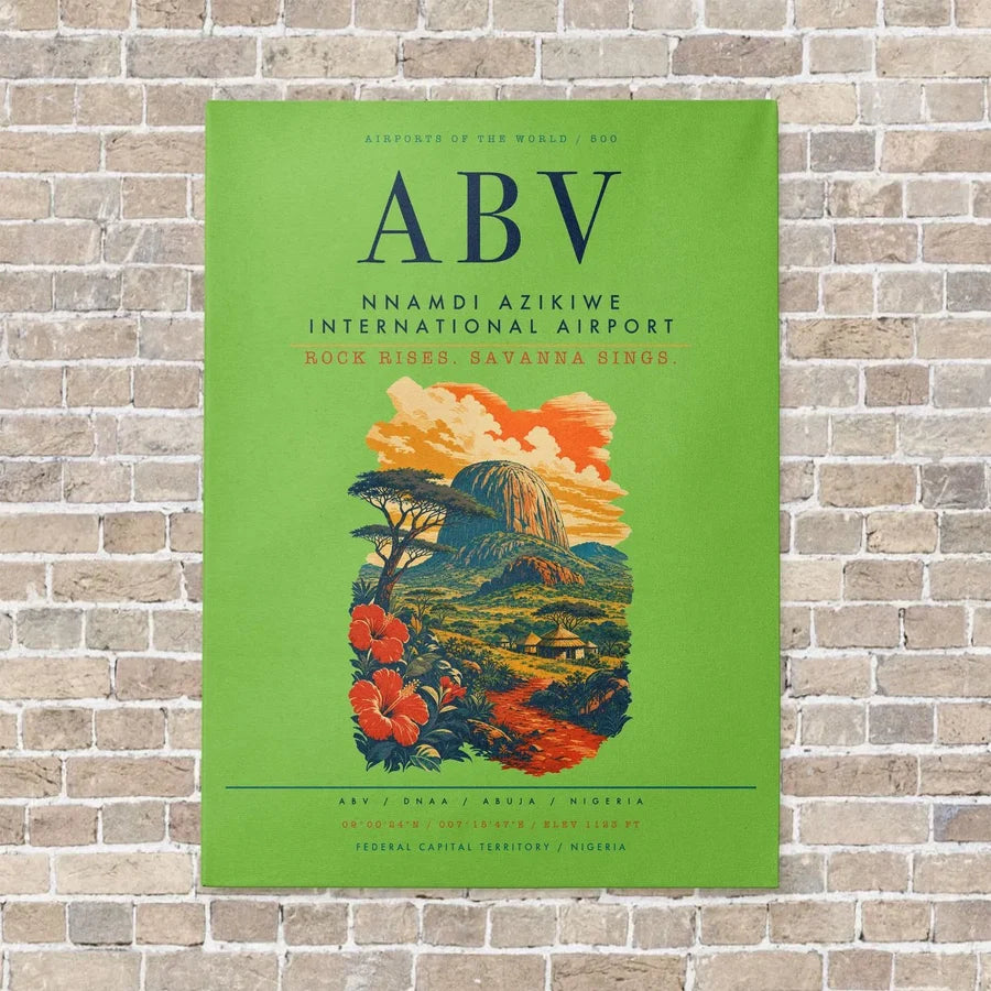 Nnamdi Azikiwe International Airport ABV vertical canvas print - no frame - light green background