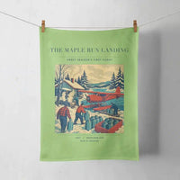 Thumbnail for VINTAGE G4398 - The Maple Run Landing - Designed Towels design on lightgreen