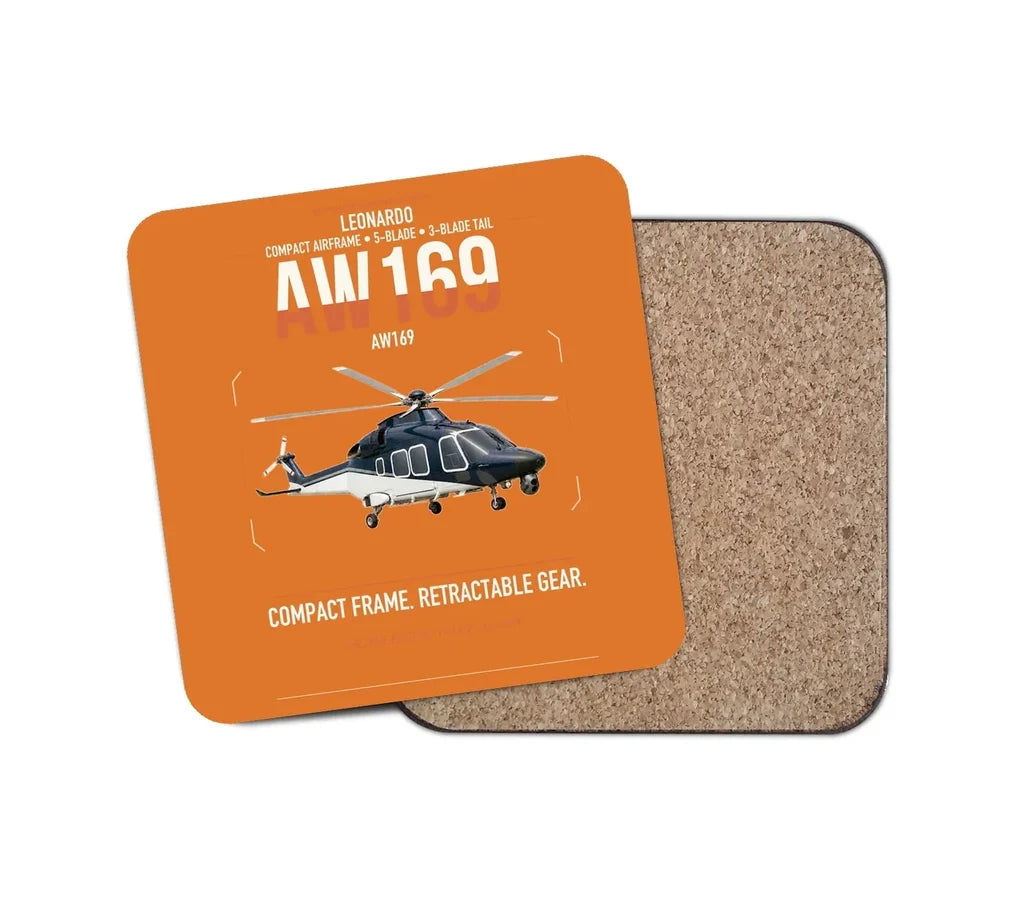 Leonardo AW169 design on orange 1 piece coaster