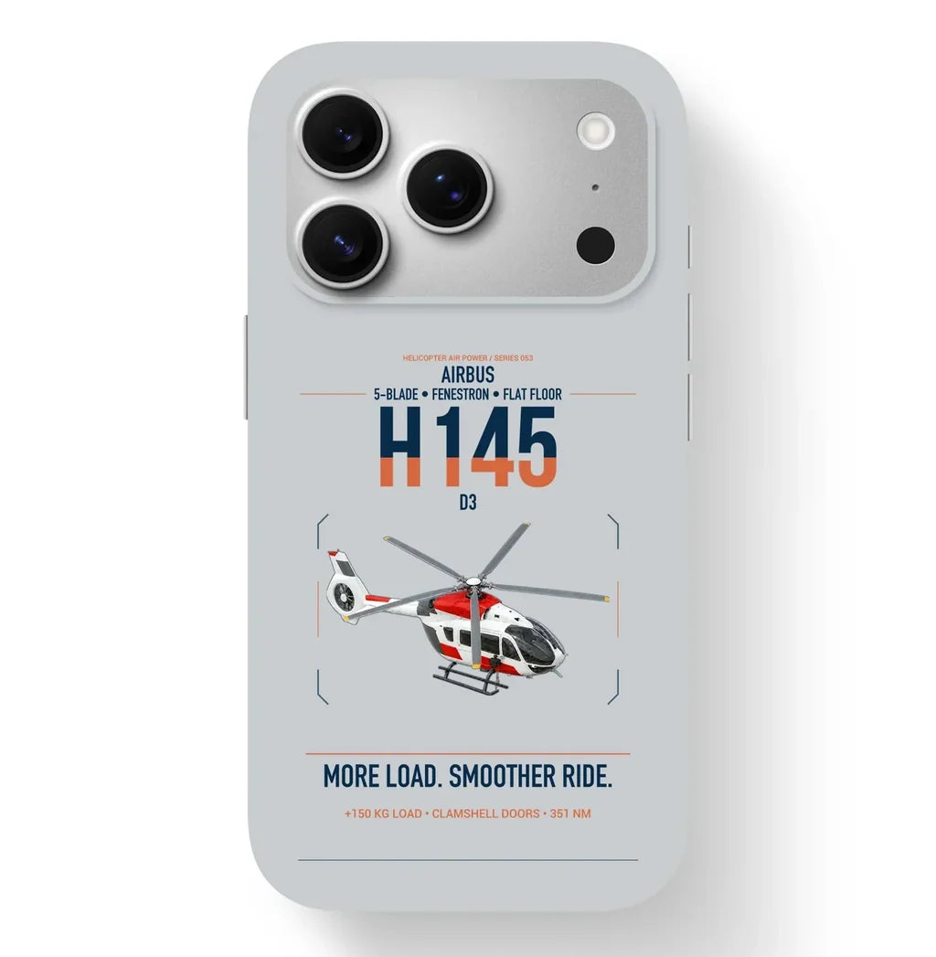 Airbus H145 D3 design on light gray magsafe iphone case, for iPhone 17 Pro