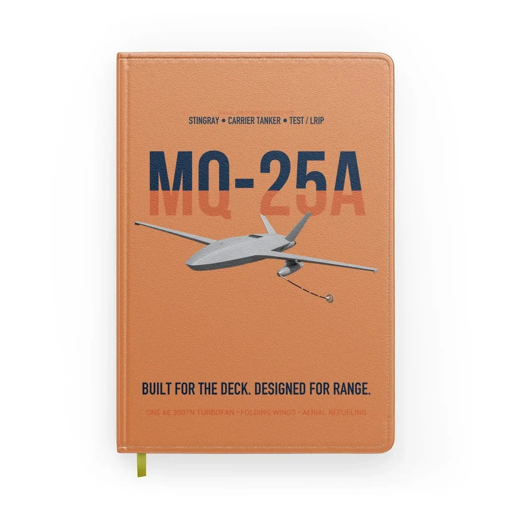 MQ-25A STINGRAY design on orange notebook