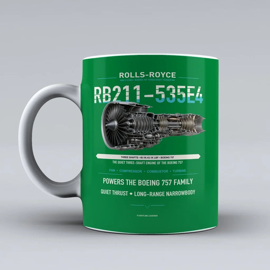 Mug design on green rb211 535e4