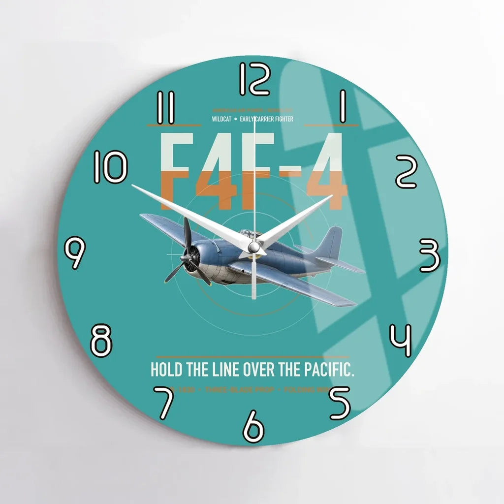 F4F-4 Wildcat design on turquoise no frame wall clock