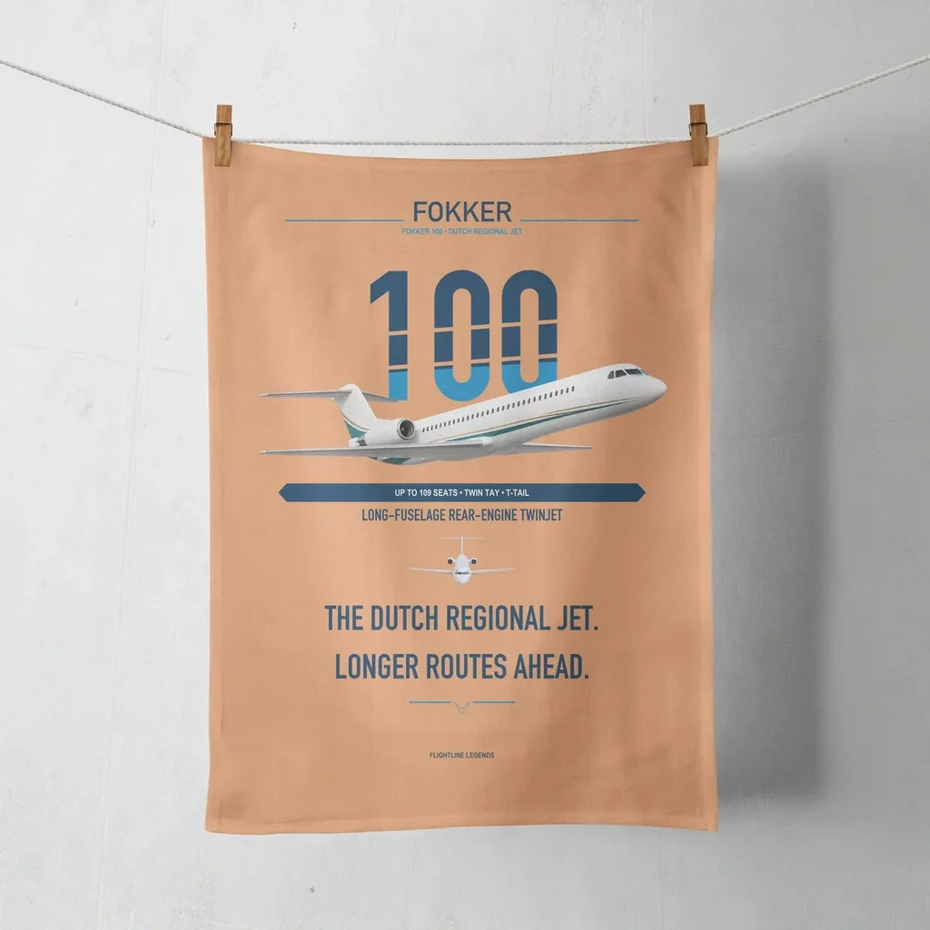 Fokker 100 design on orange towel