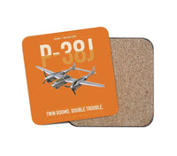 Thumbnail for P-38J Lightning design on orange 1 piece coaster