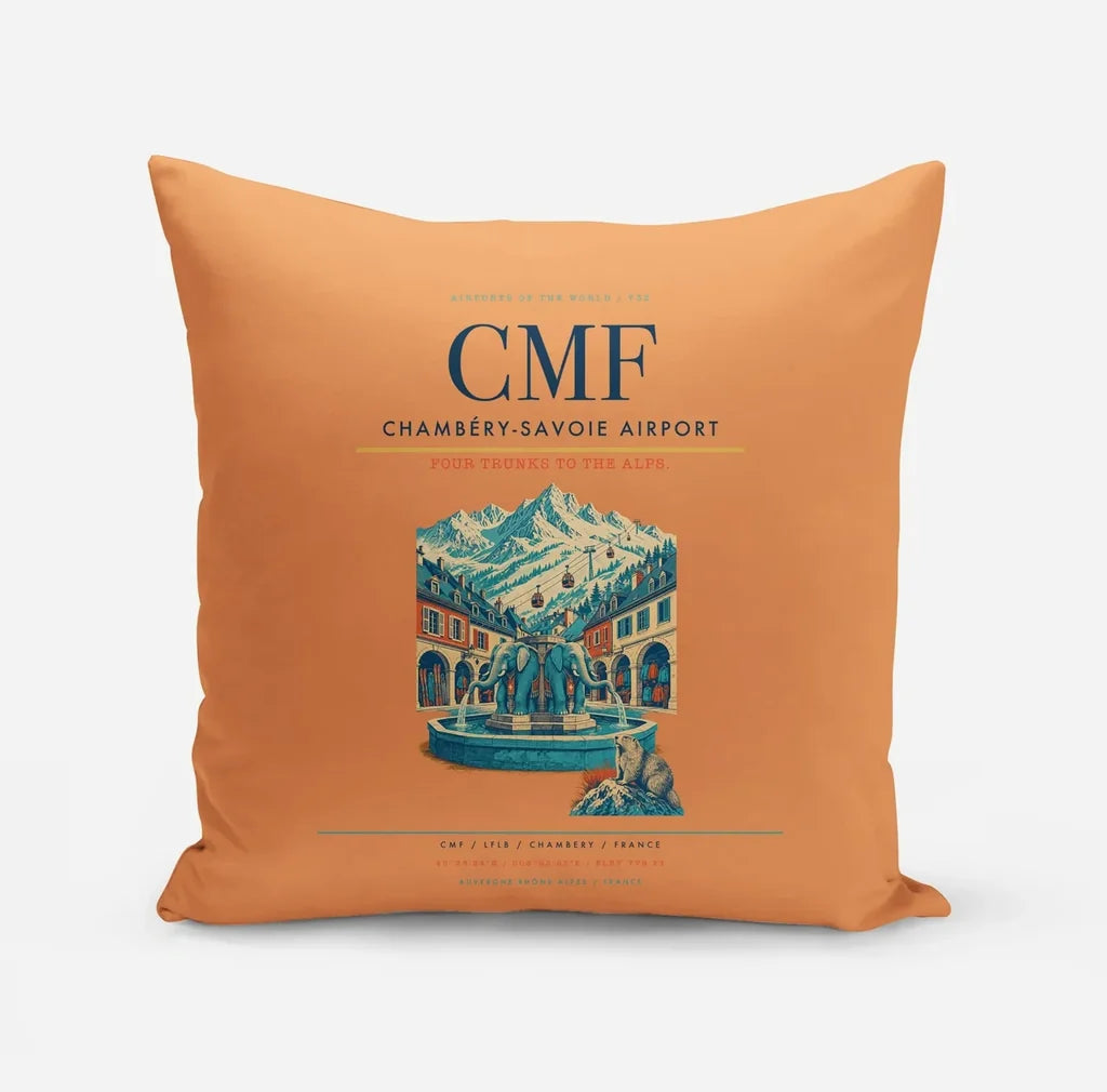 Chambéry-Savoie Airport (CMF) design on orange pillow