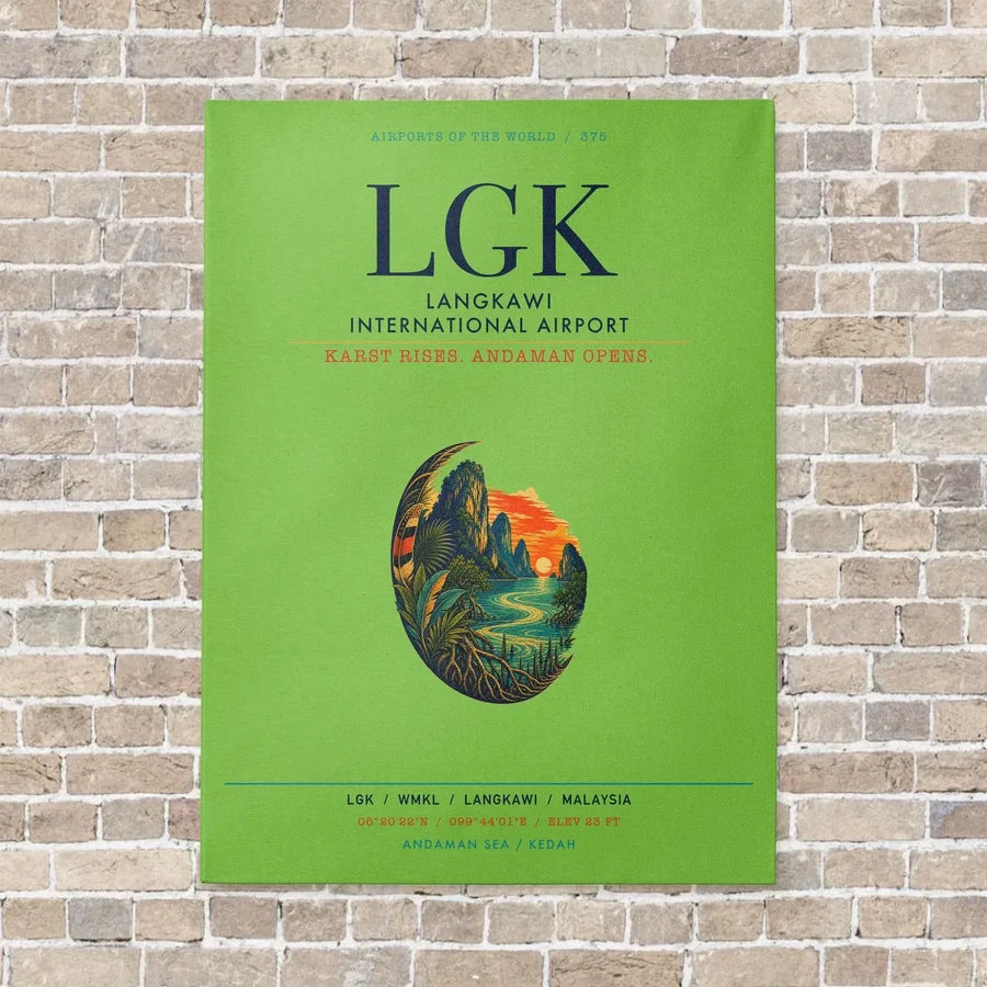 Langkawi International Airport LGK vertical canvas print - no frame - light green background