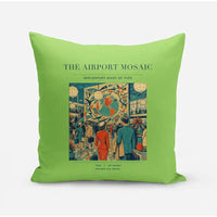 Thumbnail for VINTAGE G4132 - The Airport Mosaic - Designed Pillows design on lightgreen