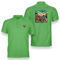 Thumbnail for VINTAGE G4135 - The Contrail Evening - Double-Side Polo T-Shirt design on lightgreen