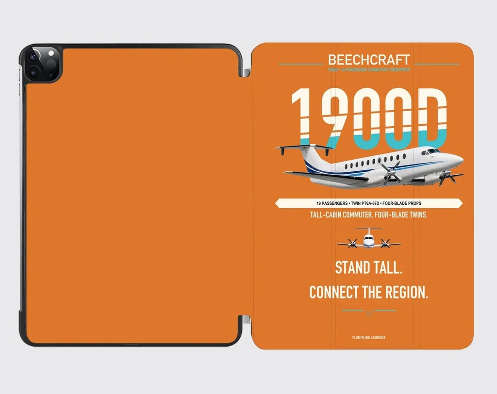 Beechcraft 1900D design on orange ipad tablet case