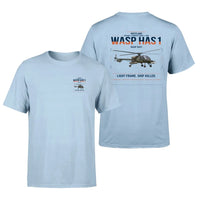 Thumbnail for Westland Wasp HAS1 design on light blue t-shirt, double-side print