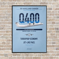 Thumbnail for De Havilland Dash 8-400 vertical canvas print - framed - light blue background