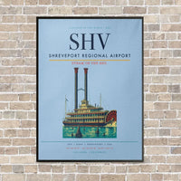 Thumbnail for Shreveport Regional Airport SHV vertical canvas print - framed - light blue background