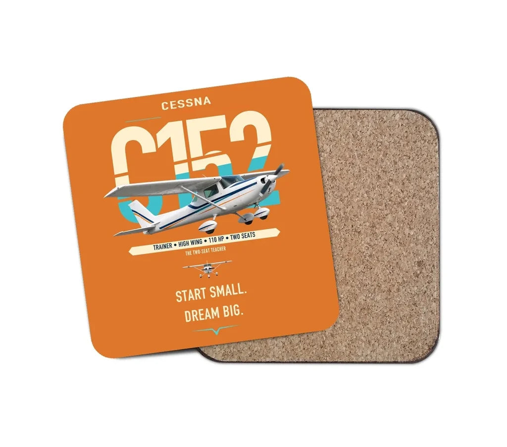Cessna 152 design on orange 1 piece coaster