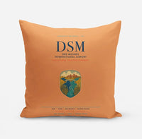 Thumbnail for Des Moines International Airport (DSM) design on orange pillow