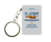 Thumbnail for Canadair CL-415EAF design on light gray designed key chain, double-side print