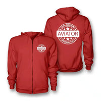 Thumbnail for %100 Original Aviator Zipped Hoodie - Red