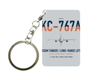 Thumbnail for Boeing KC-767A design on light gray designed key chain, double-side print