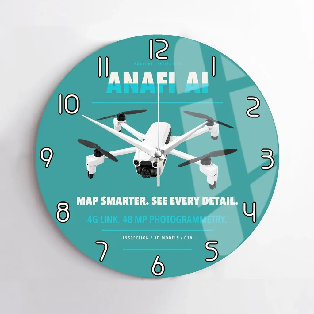 Parrot ANAFI Ai design on turquoise no frame wall clock